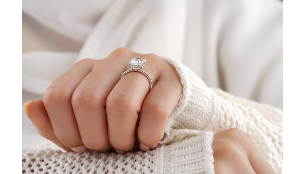 Unique Black Diamond Accent Moissanite Engagement Ring | Barkev's